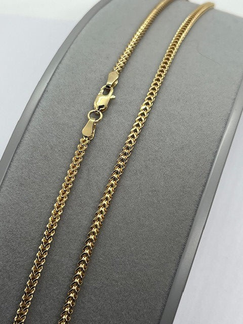 9ct Yellow Gold Square Franco 2.7mm Neck Chain Various Lengths (489)