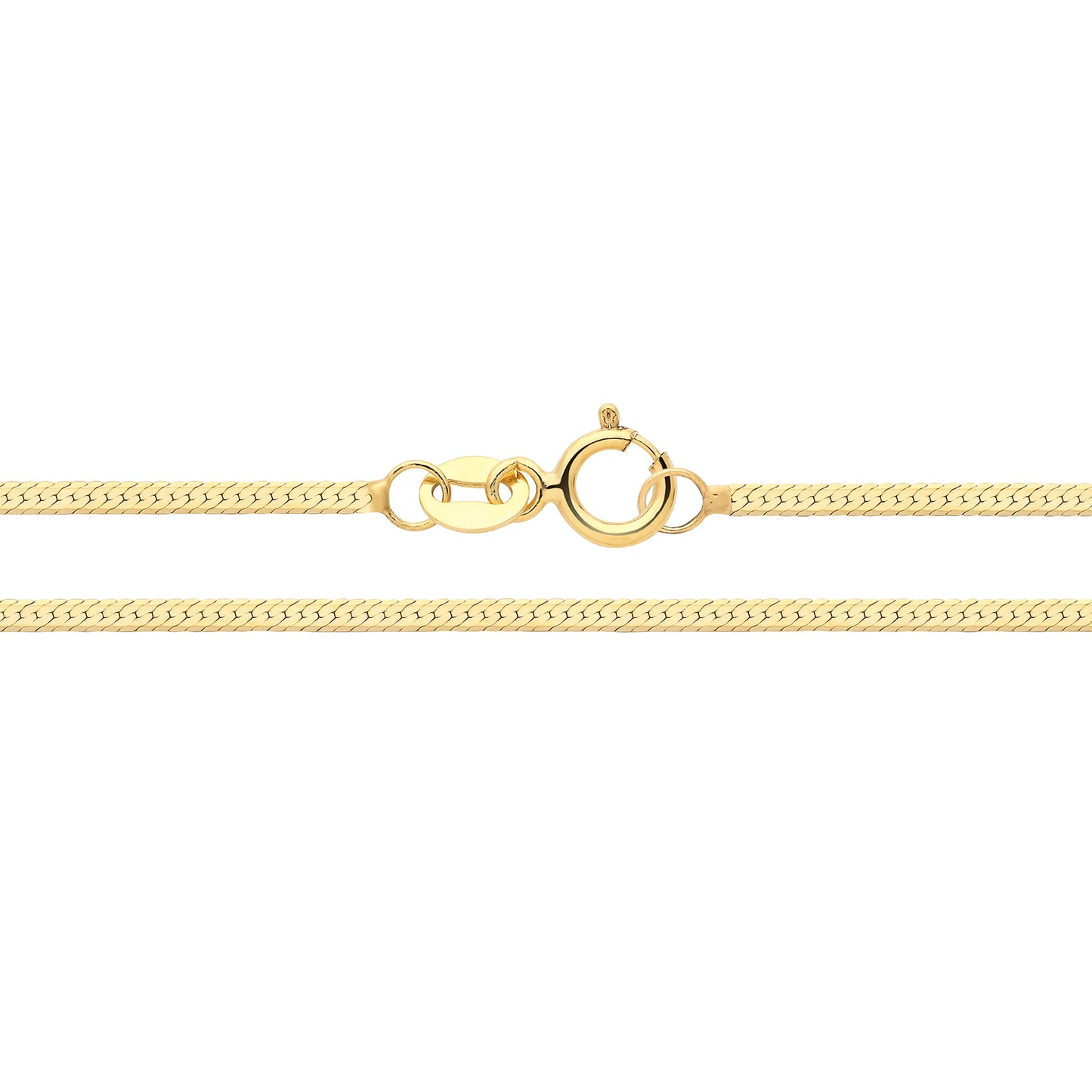 9ct Yellow Gold 1.7mm Flat Snake Link Chain Various Lengths (577)