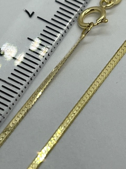 9ct Yellow Gold 1.7mm Flat Snake Link Chain Various Lengths (577)
