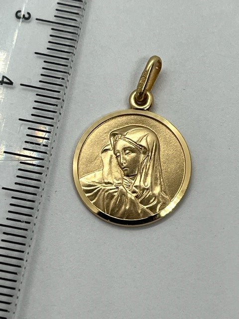 9ct Yellow Gold Solid St Christopher Virgin Mary Image Pendant (171)