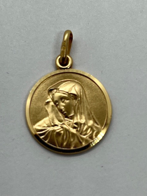 9ct Yellow Gold Solid St Christopher Virgin Mary Image Pendant (171)