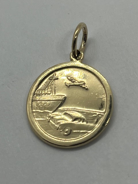 9ct Yellow Gold Solid St Christopher Double Side Pendant (282)