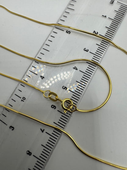 9ct Yellow Solid Gold 0.8mm Round Snake Chain  (3444)