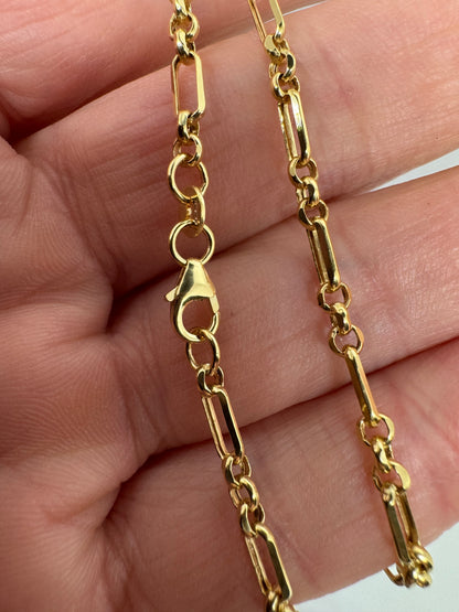 9ct Yellow Gold 3.5mm Figaro Belcher Necklace Chain (7554)