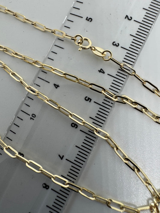 9ct Yellow Gold 2.3mm Lightweight Hollow Paperclip Necklace 18" / 45cm (0204)