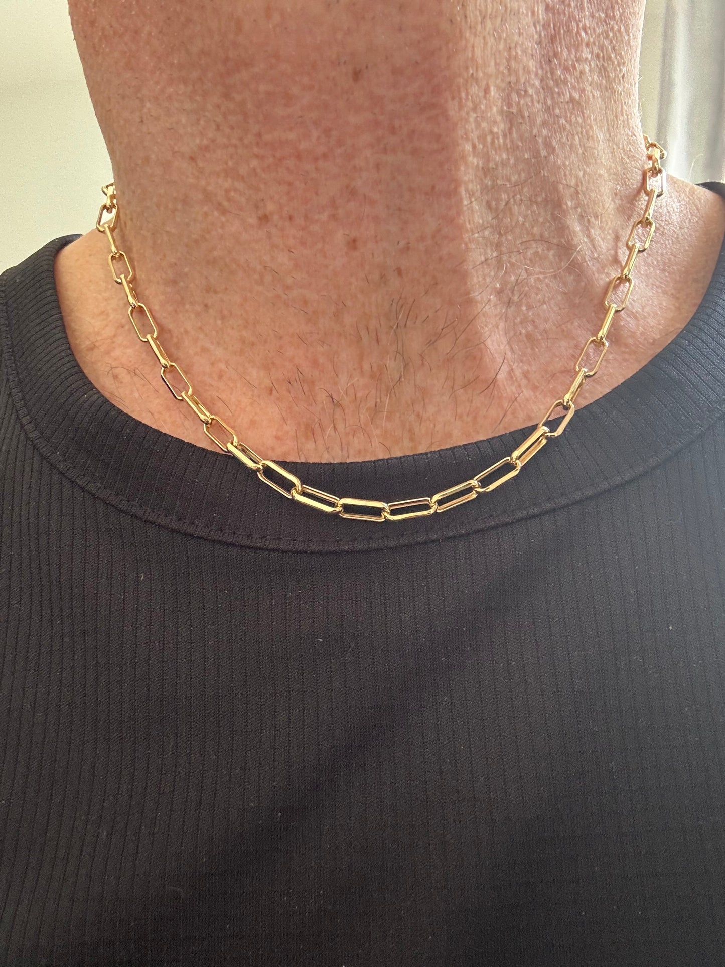 9ct Yellow Gold 4.8mm Paperclip Link Hollow Necklace Chain (0554)