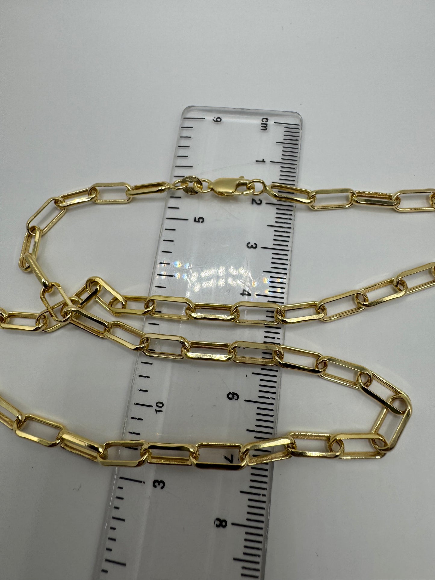 9ct Yellow Gold 4.8mm Paperclip Link Hollow Necklace Chain (0554)