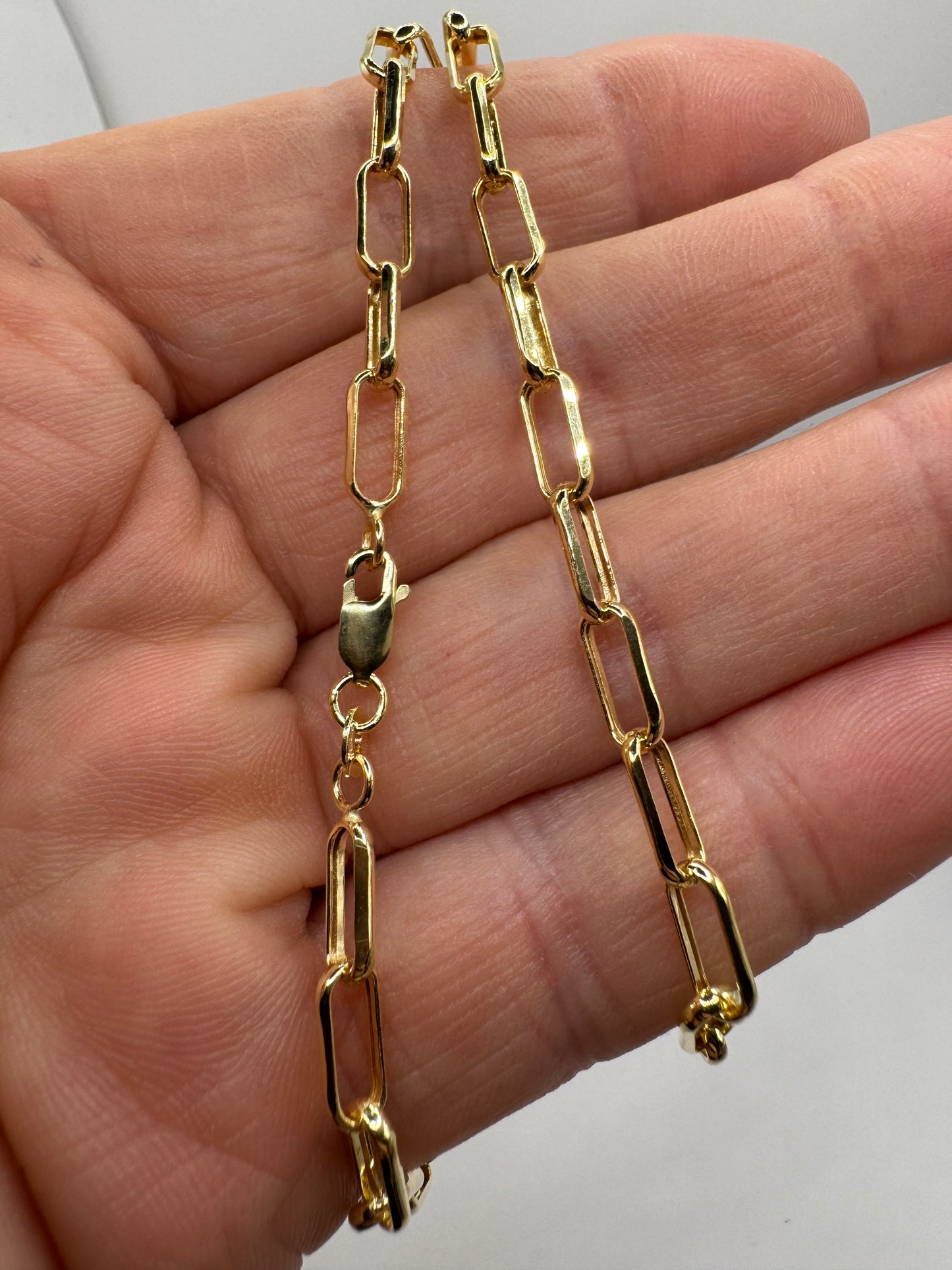 9ct Yellow Gold 4.8mm Paperclip Link Hollow Necklace Chain (0554)