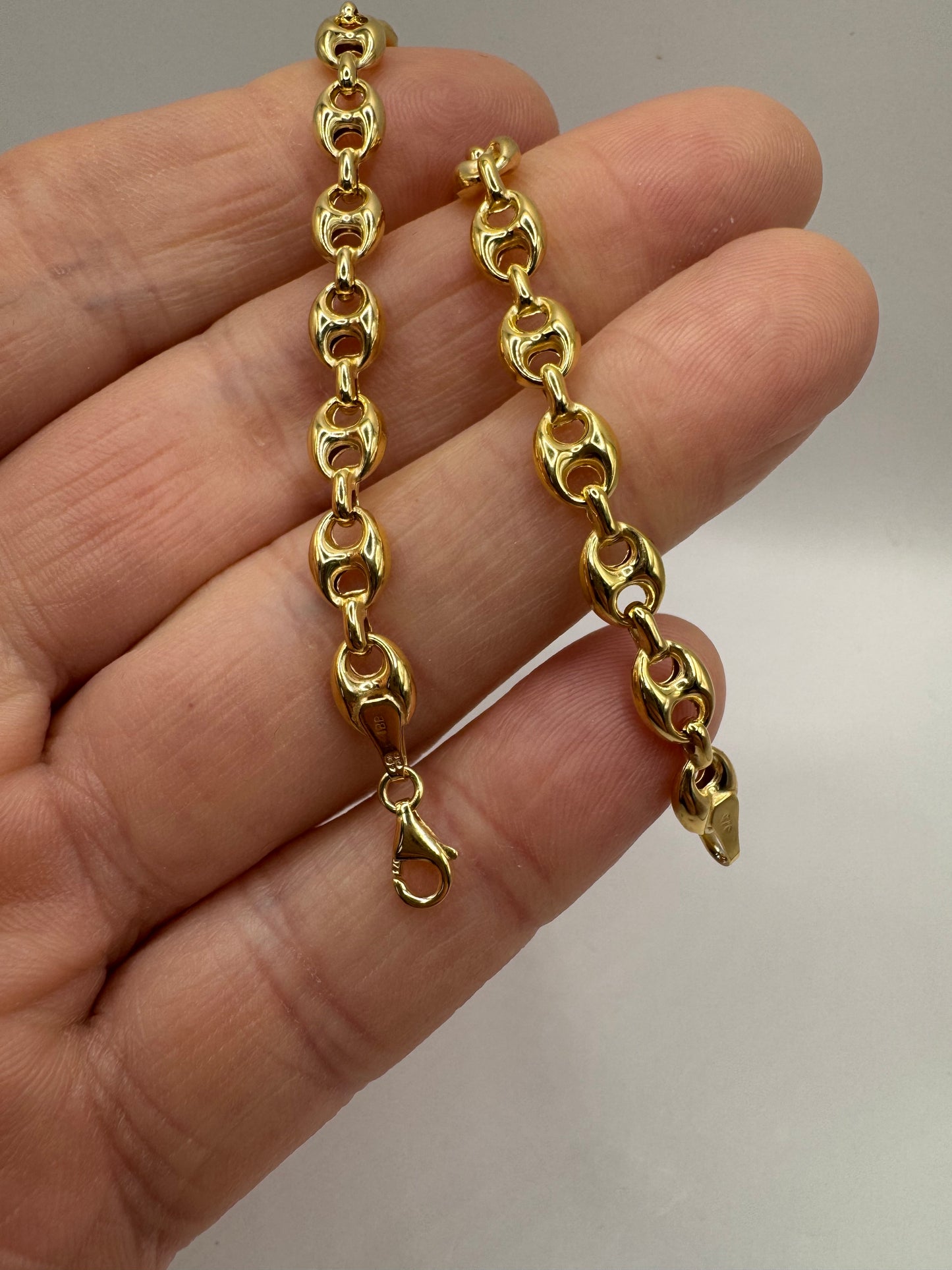 9ct Yellow Gold 6mm Mariner Puffed Link Chain 7.5 Inch Bracelet (0062)