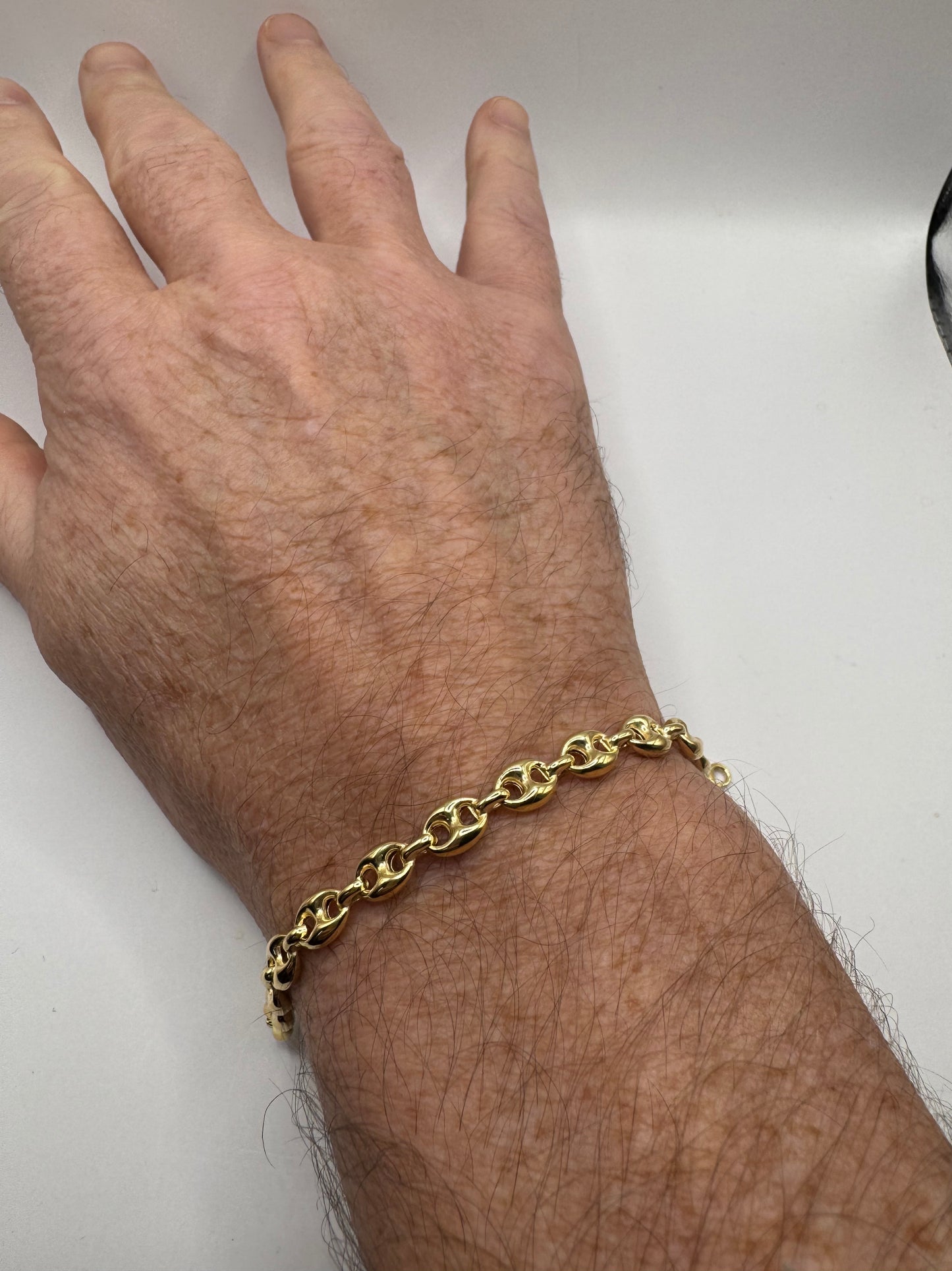 9ct Yellow Gold 6mm Mariner Puffed Link Chain 7.5 Inch Bracelet (0062)