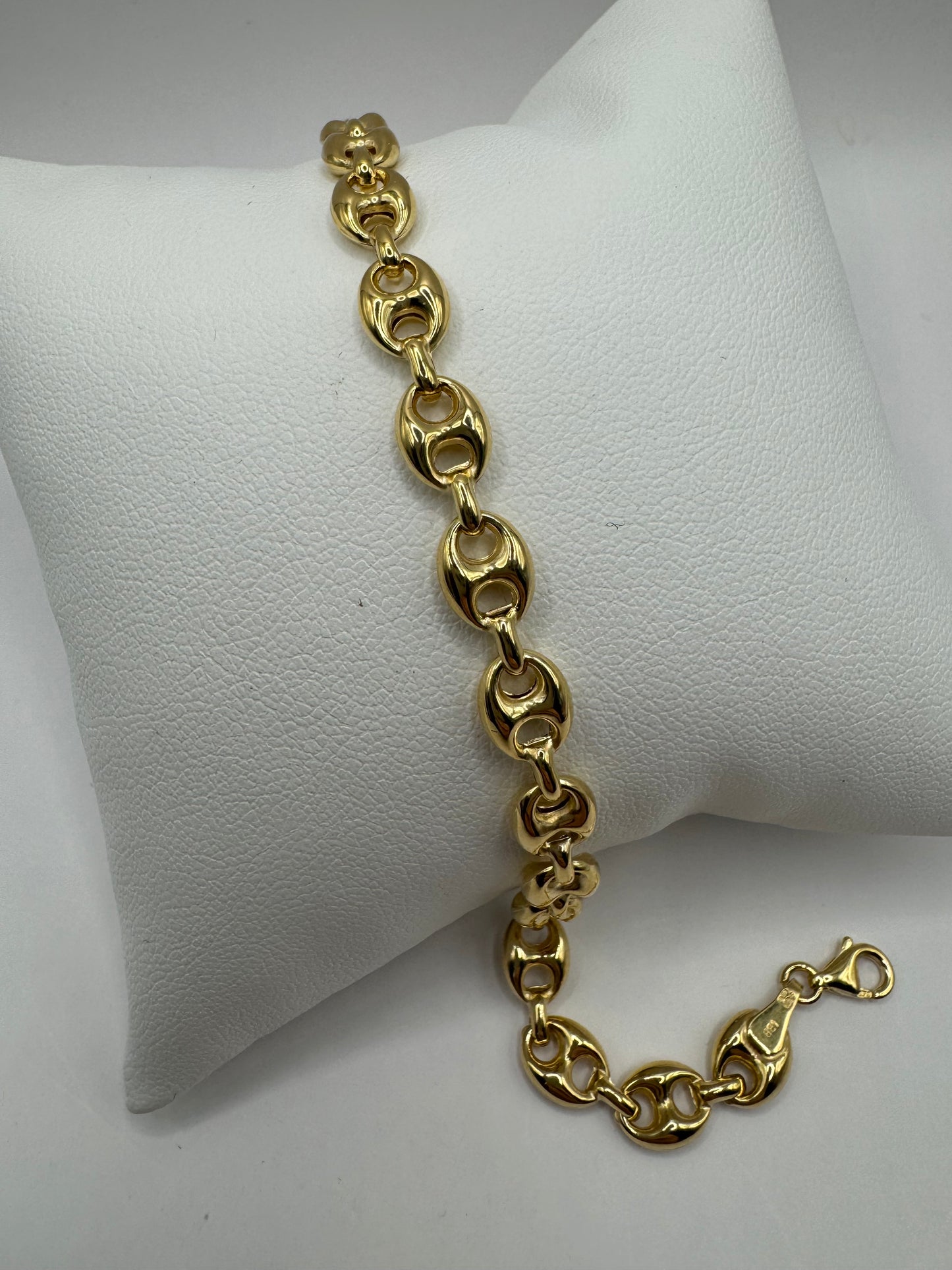 9ct Yellow Gold 6mm Mariner Puffed Link Chain 7.5 Inch Bracelet (0062)