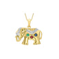 9ct Yellow Gold Diamond and Gemstone Elephant Necklace