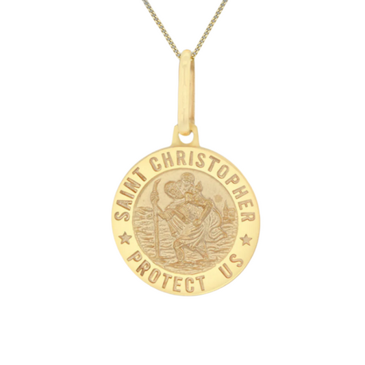 9ct Yellow Gold St.Christopher Travel Reversible Pendant  (7729)