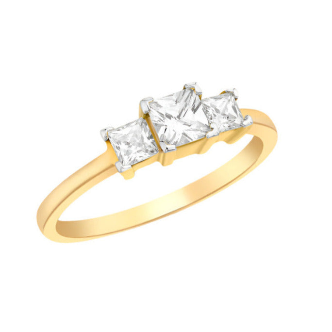 9ct Yellow Gold 5mm Square Stone Set Graduated Ring, Sizes J to T (6461)