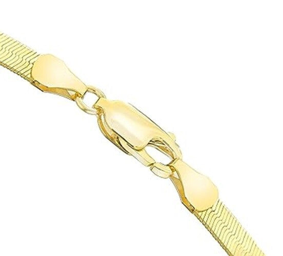 9ct Yellow Gold 5mm Flat Snake Herringbone Necklace Chain (1173)