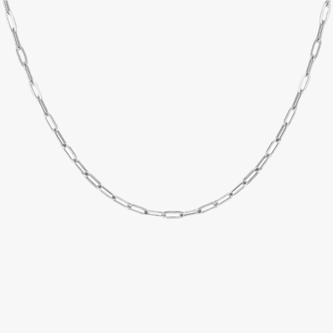 9ct White Gold 2.3mm Hollow Paperclip Chain Various Lengths (0204)