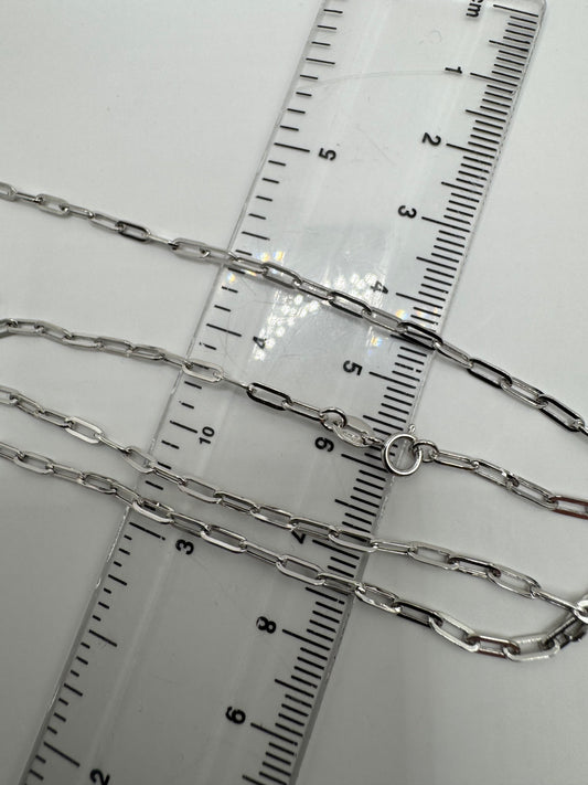 9ct White Gold 2.3mm Hollow Paperclip Chain Various Lengths (0203)