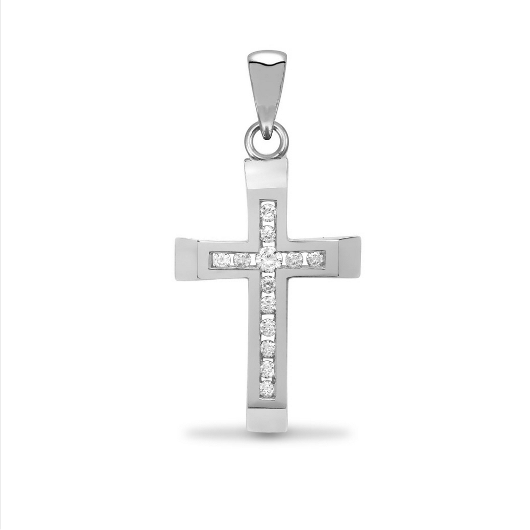 white gold diamond cross pendant