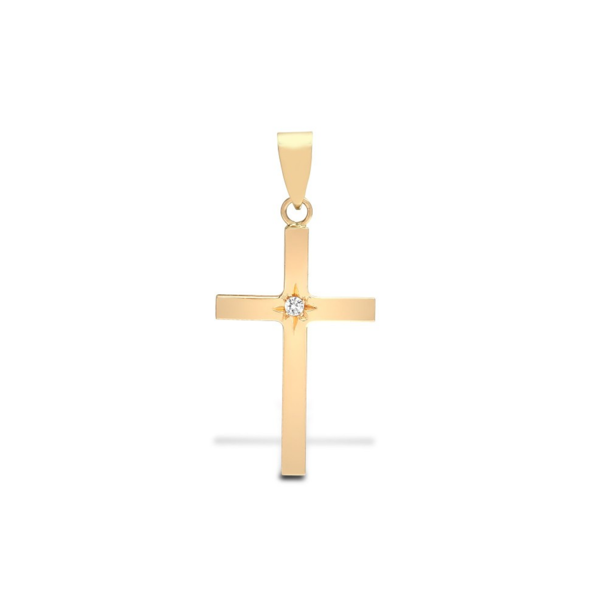 9ct Yellow Gold 0.03ct Diamond Set Cross Pendant - Chains available (9X058)
