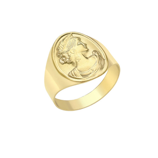 9ct Yellow Gold 12.3mm x 16.3mm Oval Cameo Ring