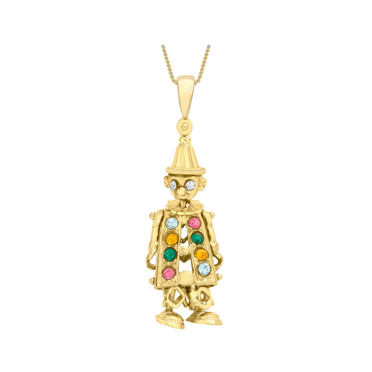 9ct Yellow Gold Multi-coloured CZ Clown Pendant