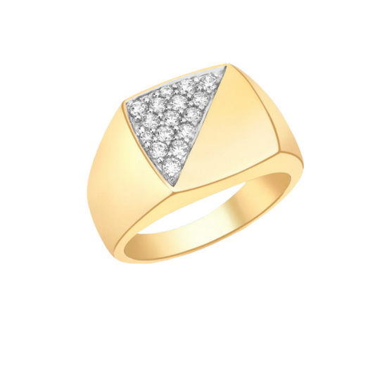 9ct Yellow Gold Zirconia Set Cushion Shape Signet Ring , Ring Sizes M to X (460)