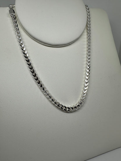 Sterling Silver 4.4mm Solid Square Cut Franco Chain Various Lengths (022D)