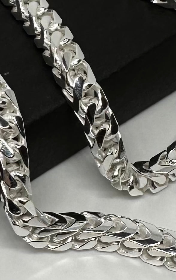 Sterling Silver 4.4mm Solid Square Cut Franco Chain Various Lengths (022D)