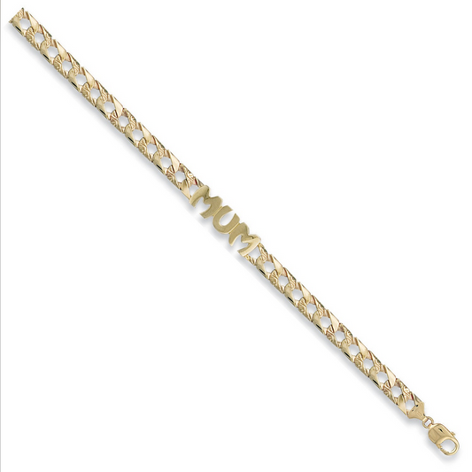 9ct Yellow Gold Patterned Curb Chain with MUM Feature 7.5" / 19cm (0335)