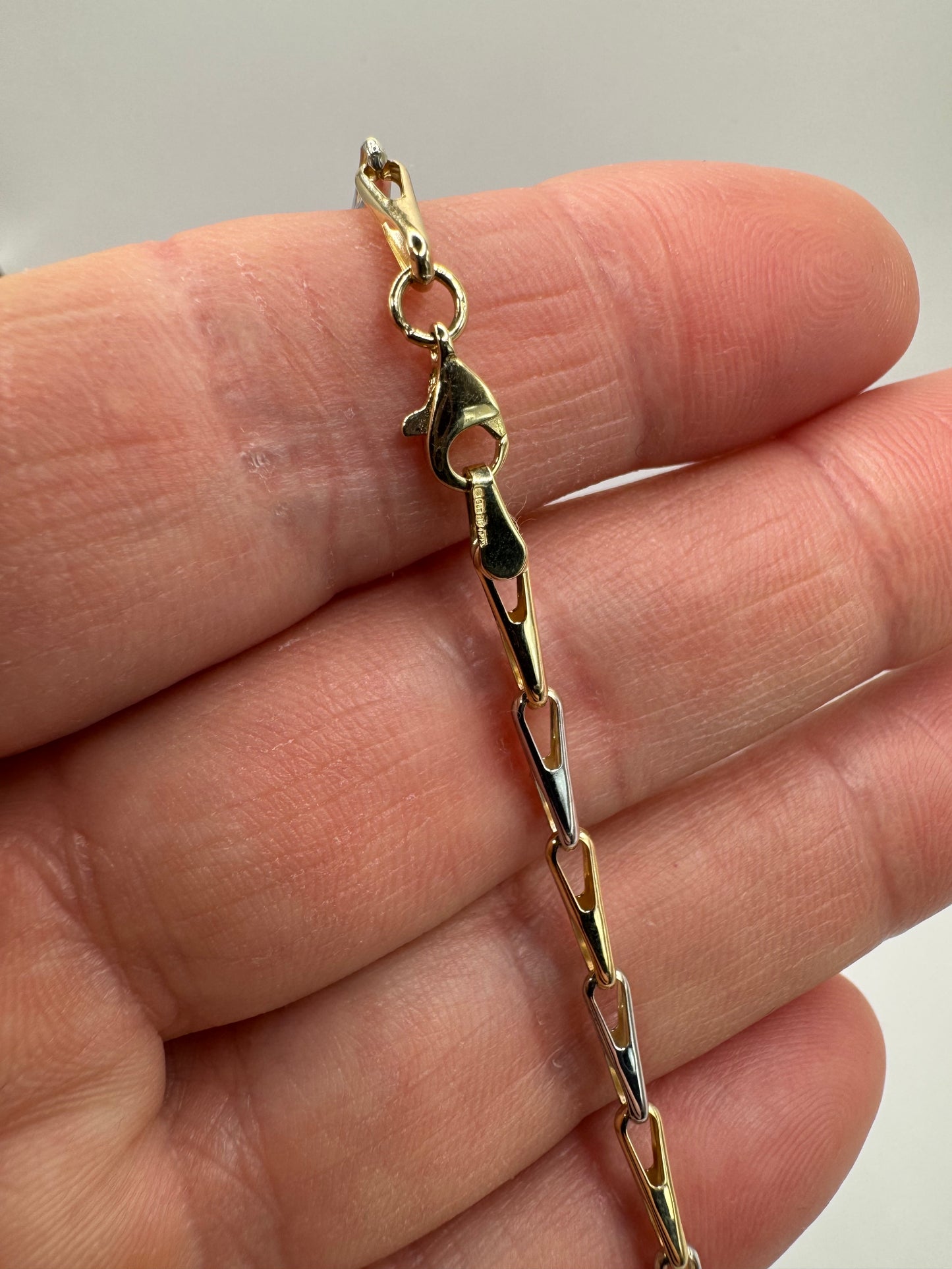 9ct Yellow and White Gold Fancy Link Bracelet 7.5 Inch (0554)