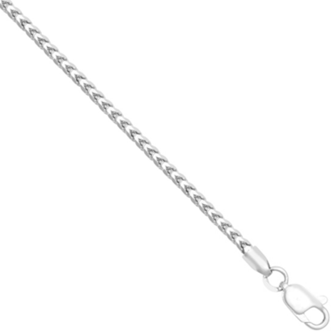 9ct White Gold 1.9mm Diamond Cut Franco Chain 20" / 50cm Neck Chain (0795)