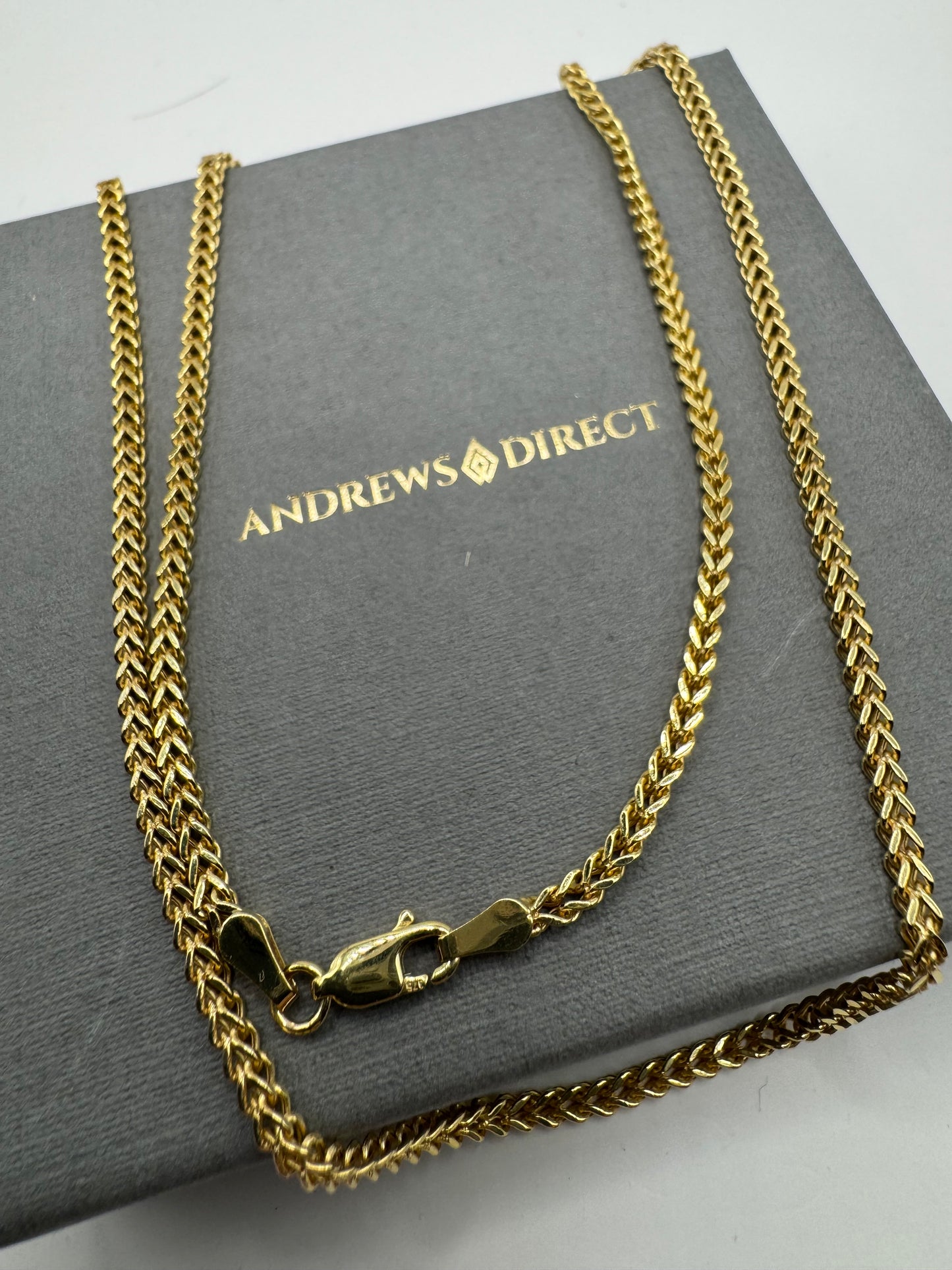 9ct Yellow Gold Square Franco 2.7mm Neck Chain Various Lengths (489)