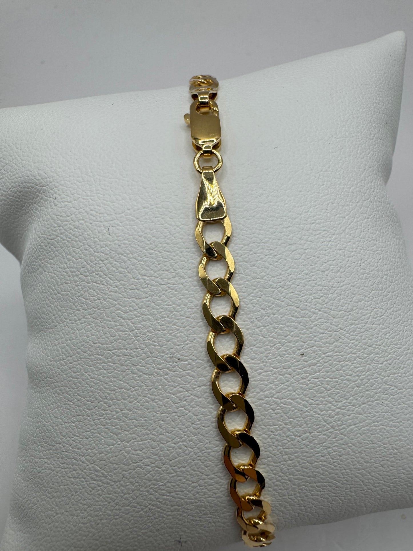 9ct Yellow Gold 4.2mm Solid Flat Curb Chain Bracelet (0043)