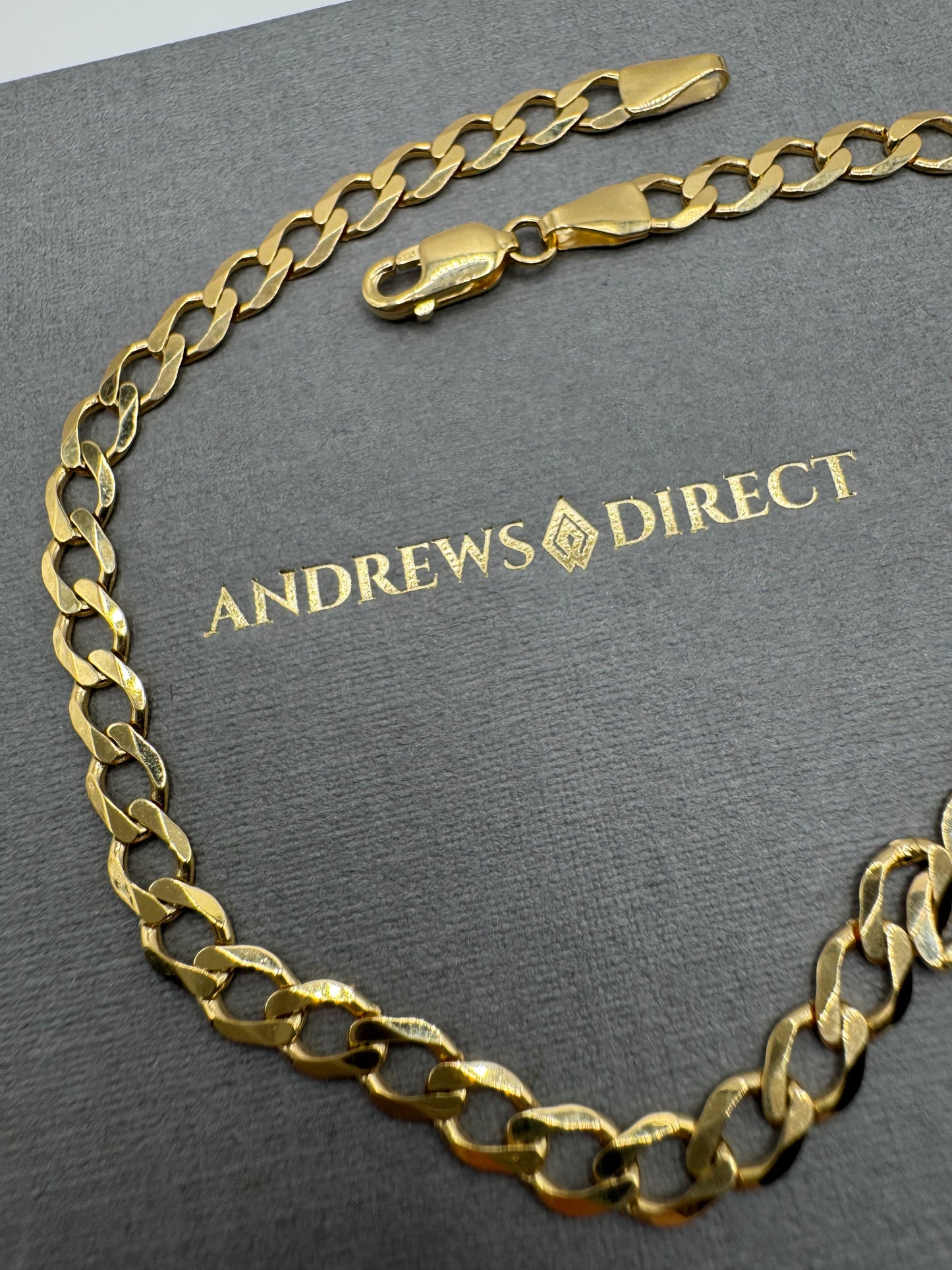 9ct Yellow Gold 4.2mm Solid Flat Curb Chain Bracelet (0043)