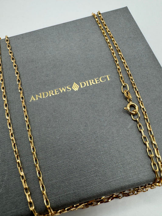 9ct Yellow Gold 1.9mm Diamond Cut Belcher Link Chain Various Lengths (0064)