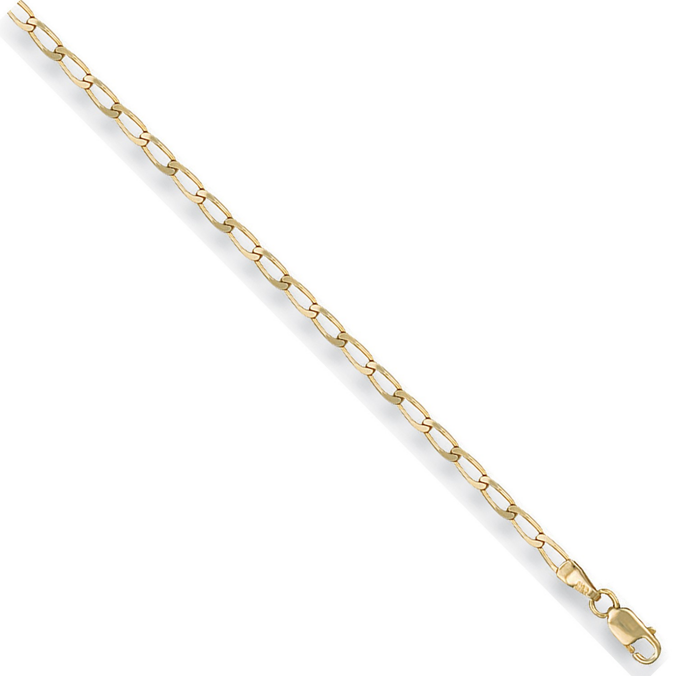 9ct Yellow Gold 2.3mm Solid Long Curb Necklace Chain (0070)