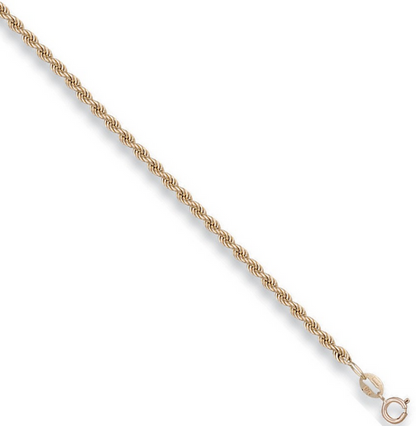 9ct Yellow Gold 2.7mm Hollow Rope Chain Various Lengths (0136)