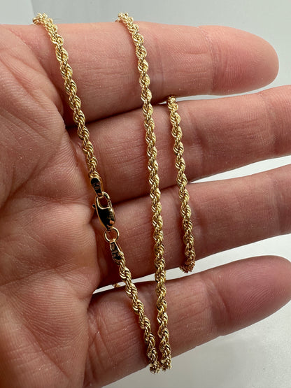 9ct Yellow Gold 2.7mm Hollow Rope Chain Various Lengths (0136)