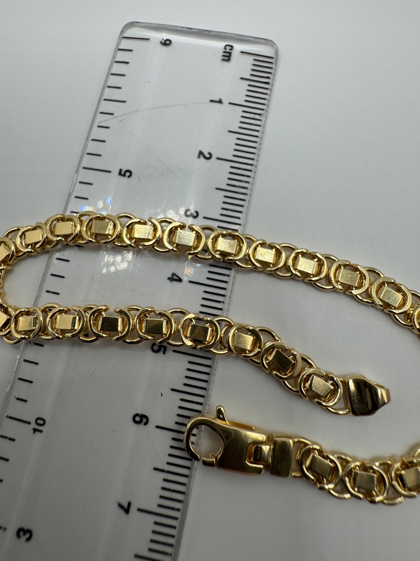 9ct Yellow Gold 5.3mm Byzantine Chain Link Bracelet 7.5 Inch (0150)