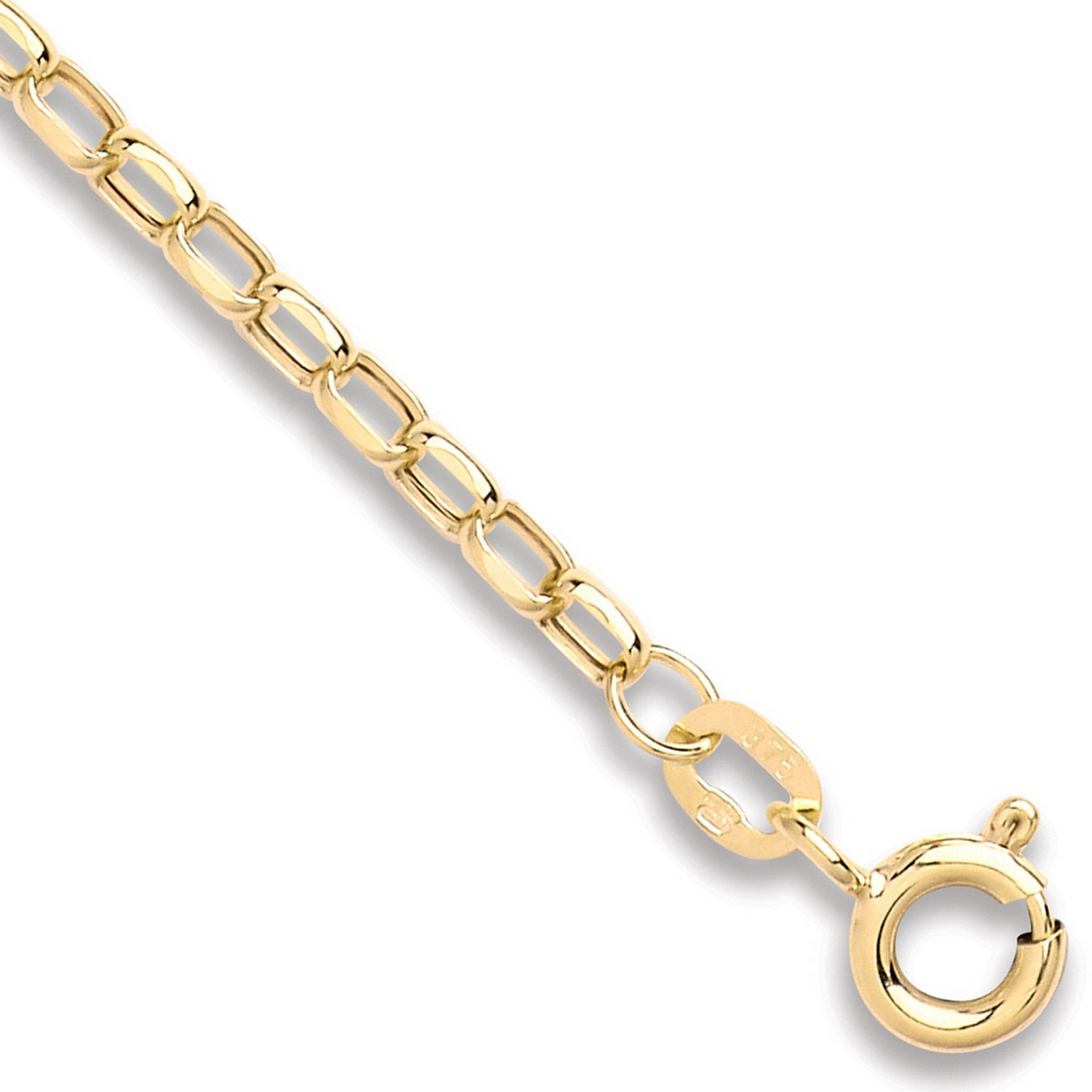 9ct Yellow Gold 2.5mm Oval Hollow Belcher Chain Various Lengths (0540)