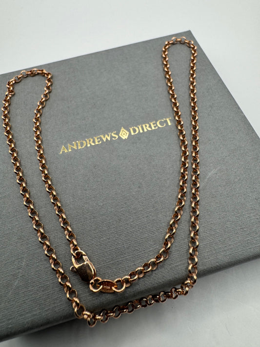 9ct Rose Gold 2.7mm Round Belcher Necklace Chain Various Lengths (0570)