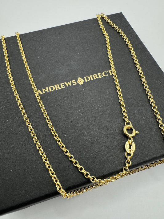 9ct Yellow Gold 2mm Round Hollow Belcher Link Chain (0583)