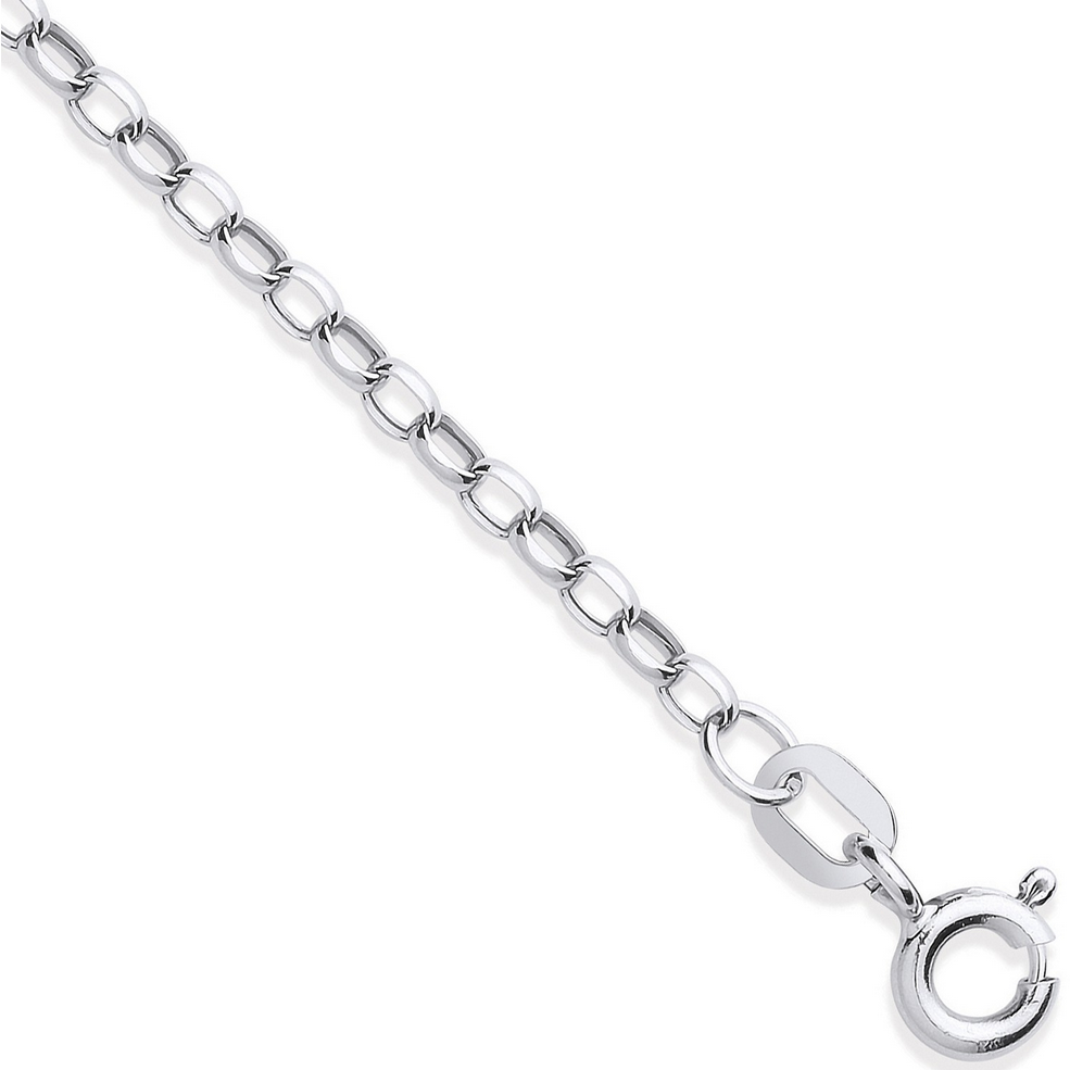 9ct White Gold 1.6mm Hollow Belcher Oval Chain Various Lengths (0608)