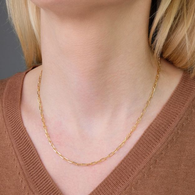 9ct Solid Yellow Gold 3.3mm Paper Link Necklace Chain Various Lengths (0614)
