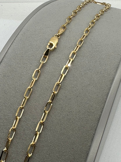 9ct Solid Yellow Gold 3.3mm Paper Link Necklace Chain Various Lengths (0614)