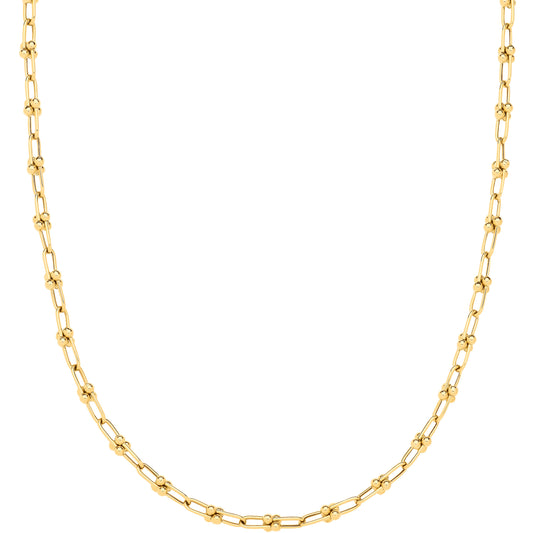 9ct Yellow Gold Solid Fancy Paperclip/Industrial Link Necklace (0658)