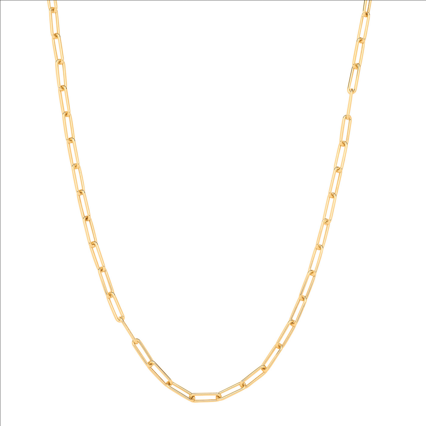 9ct Yellow Gold 4.6mm Hollow Paperclip Link Necklace (0666)