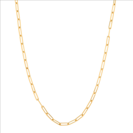 9ct Yellow Gold 4.6mm Hollow Paperclip Link Necklace (0666)