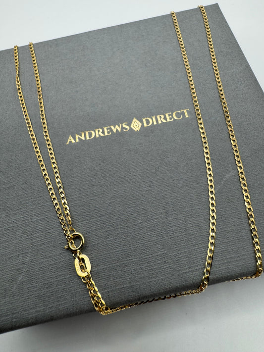 9ct Yellow Gold 1.5mm Flat Diamond Cut Curb Chain (076A)