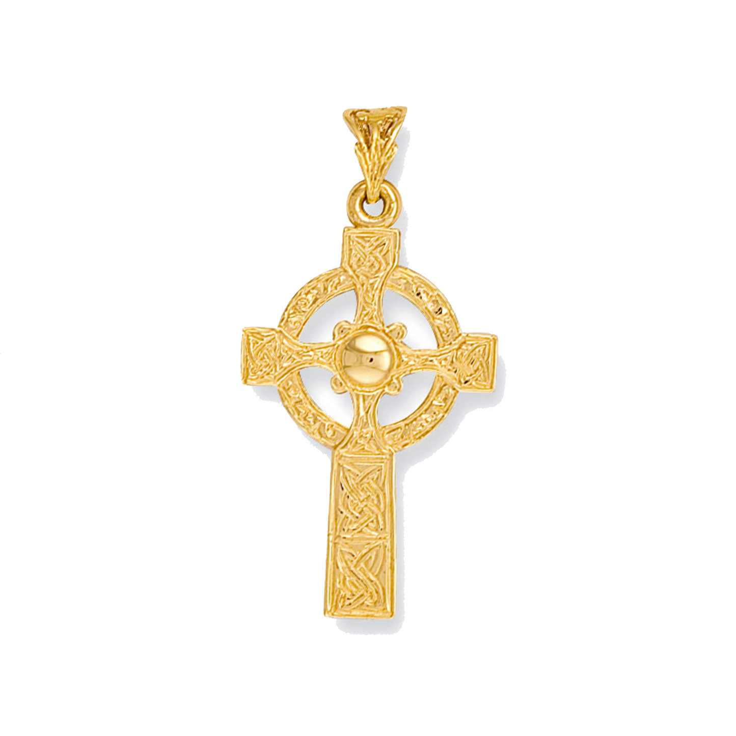 9ct Yellow Gold 38x21mm Celtic Engraved Cross Pendant (0023)